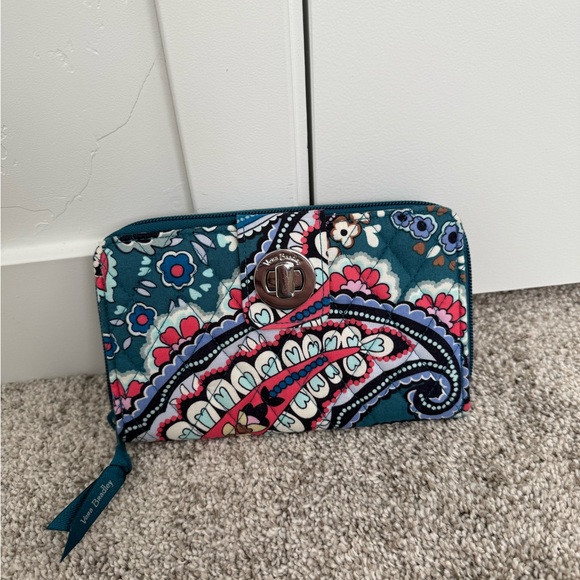 Vera Bradley Handbags - Vera Bradley Women's Floral Wallet - Teal and Pink